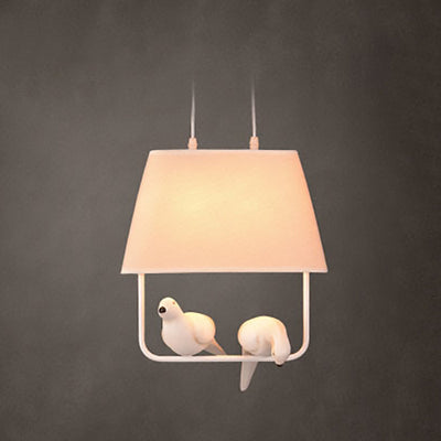 Contemporary Scandinavian Bird Iron Burlap Resin 1/2 Light Chandelier For Bedroom