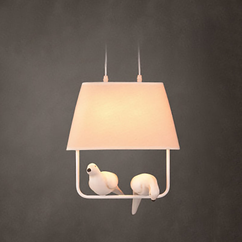 Contemporary Scandinavian Bird Iron Burlap Resin 1/2 Light Chandelier For Bedroom