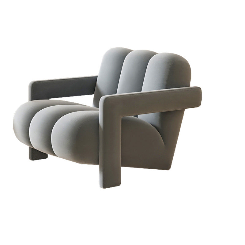 Sillón individual contemporáneo escandinavo de terciopelo y tejido sherpa con madera y espuma, con respaldo y reposabrazos, para sala de estar 