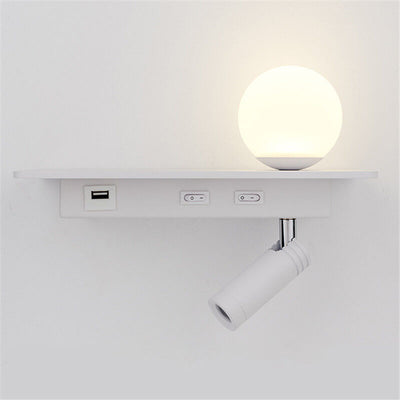 Moderne Schwarz-Weiß-Einzelfarbe mit USB-Anschluss Eisen-LED-Strahler Wandleuchte 