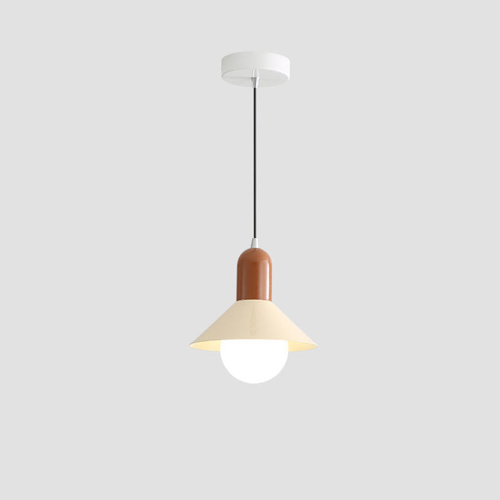 Simplicidad Contemporánea Macaron Hierro Geométrico Cono Forma 1-Luz Lámpara Colgante Para Sala de Estar 