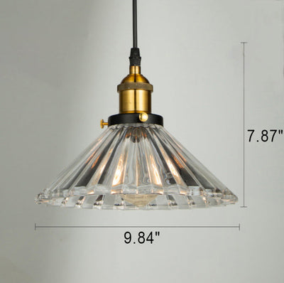 Vintage Industrial Frosted Glass Cone 1-Light Pendant Light