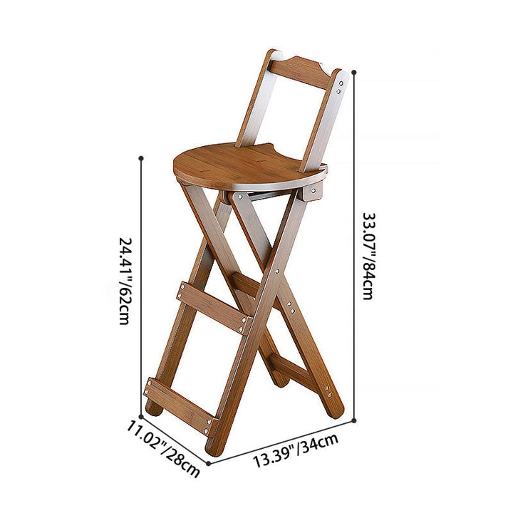 Simplicidad contemporánea Taburete de bar plegable con patas en forma de X de bambú Respaldo bajo Reposapiés para comedor 