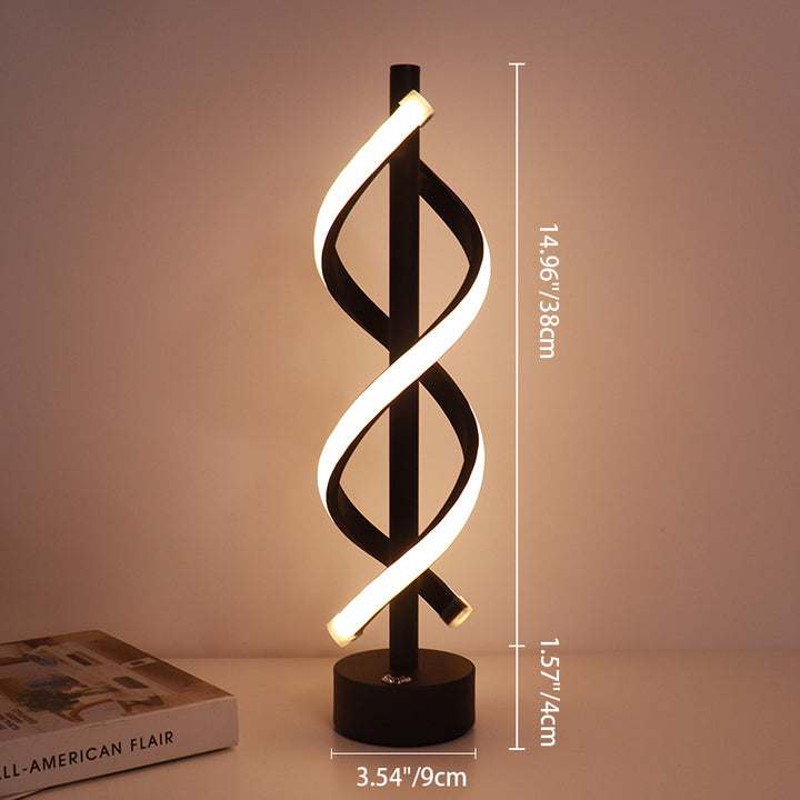 Contemporary Nordic Dual Spiral Wrapping Iron Strips LED Table Lamp For Bedroom
