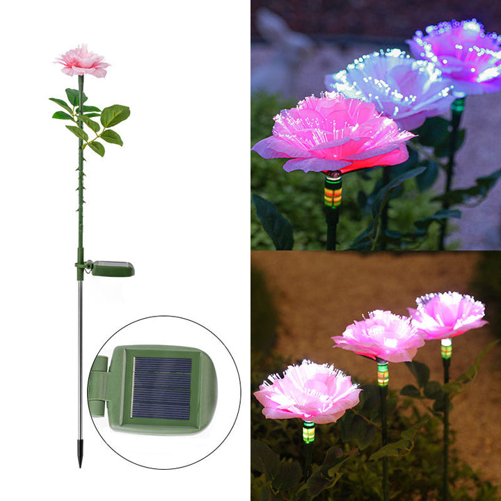 Zeitgenössische kreative Solar-Edelstahl-Fabric-Rosen-LED-Außenbodensteckleuchte für den Garten 