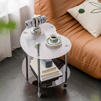 Table de bout contemporain en acrylique nuage nordique en acier inoxydable avec roue en cristal à 2 niveaux pour salon 