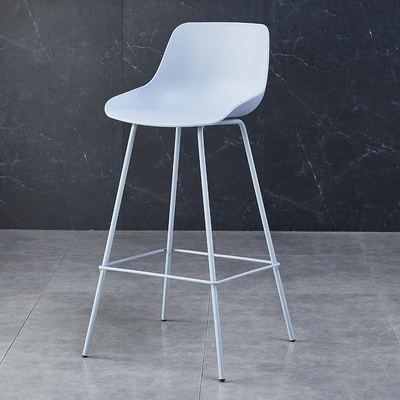 Simplicité Contemporaine Tabouret de Bar en Plastique Courbé Couleur Unie avec Dossier et Repose-pieds pour Salle à Manger 