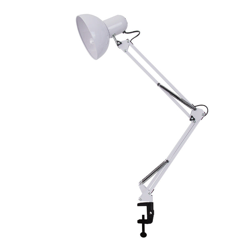 Lámpara de mesa de 1 luz de hierro ABS con clip de brazo largo retráctil minimalista moderna para dormitorio 