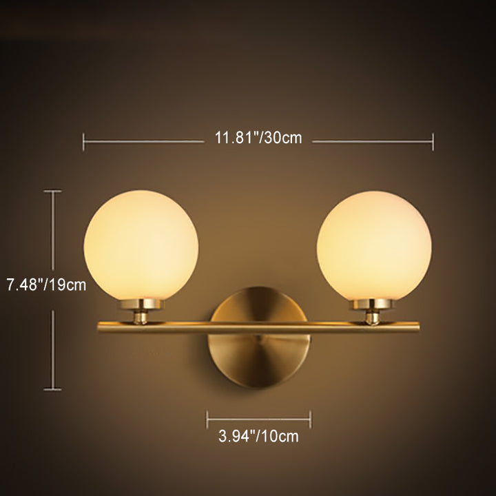 Moderne Mid-Century Wandleuchte aus Eisen mit Glaskugel, 1/2/3-flammig, für das Schlafzimmer 