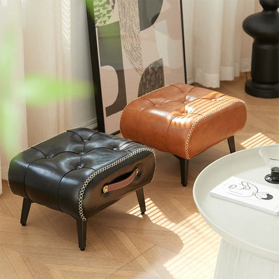 Tabouret de pied portable moderne en similicuir capitonné de luxe pour salon 
