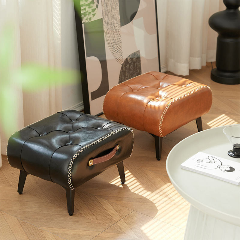 Tabouret de pied portable moderne en similicuir capitonné de luxe pour salon 