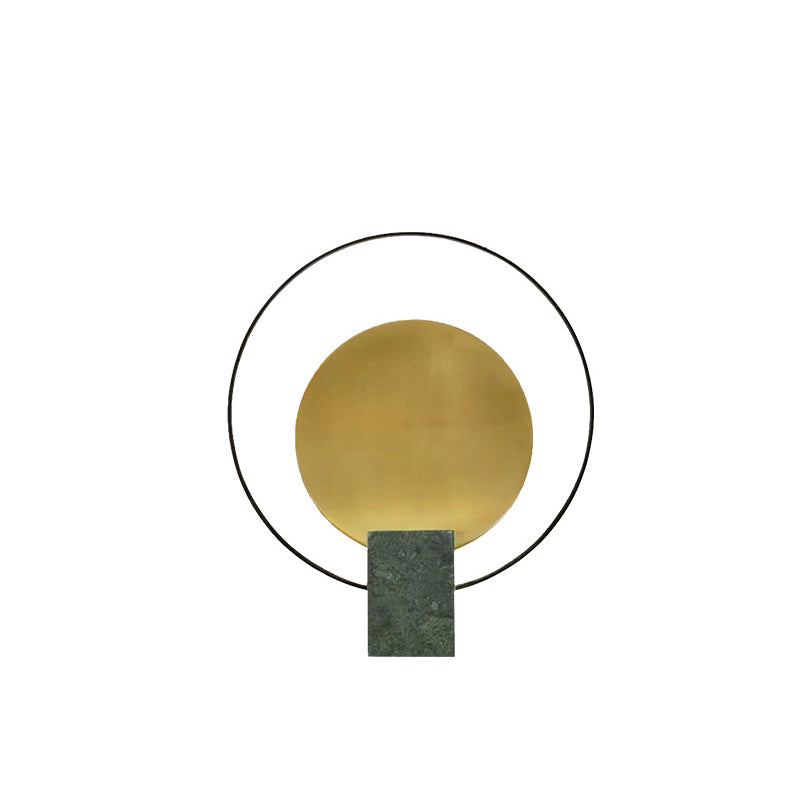 Zeitgenössische kreative Kreis Metallring Marmor Basis LED Tischlampe für Schlafzimmer 
