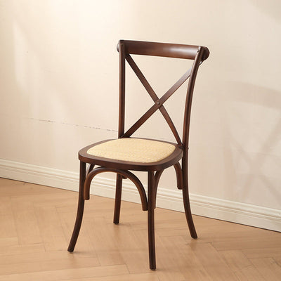 Dossier de chaise de salle à manger en rotin tissé rustique traditionnel en bois éponge rond rectangulaire 