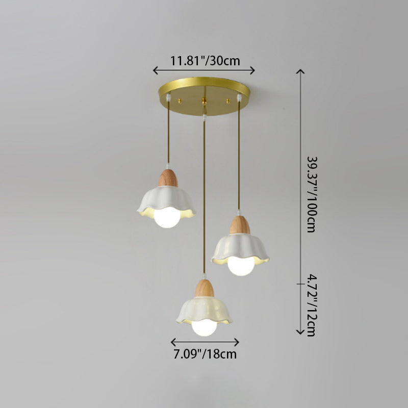 Moderne Art Déco Céramique Fleur Abat-jour 1/3-Lumière Îlot Lustre Pour Salon 