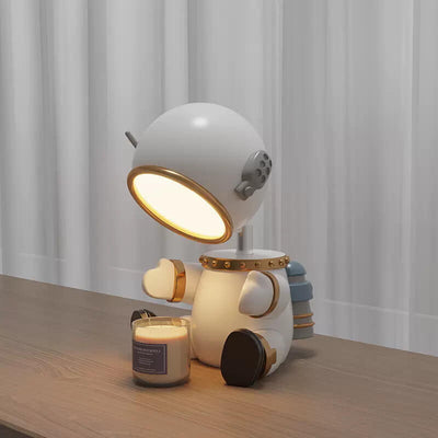 Lámpara de mesa de cera fundida con temporizador de 1 luz de robot de resina creativa de dibujos animados 