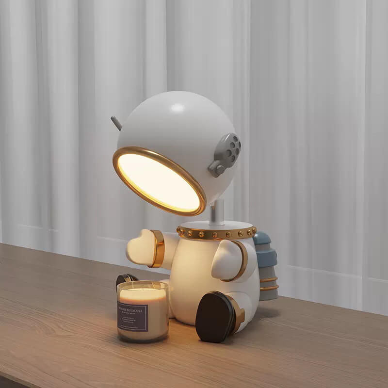 Lámpara de mesa de cera fundida con temporizador de 1 luz de robot de resina creativa de dibujos animados 