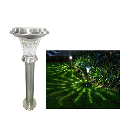 Modern Cylindrical Stainless Steel Glass Solar Outdoor LED Lawn Insert Landscape Light