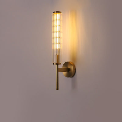 Aplique de pared lineal de 1 luz de vidrio y latón moderno minimalista para dormitorio 