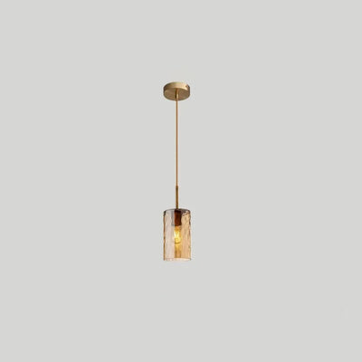 Contemporary Scandinavian Cylinder Iron Glass 1-Light Pendant Light For Living Room