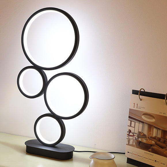 Moderne minimalistische Multi-Kreis Aluminium Eisen Silikon LED Tischlampe für Schlafzimmer 