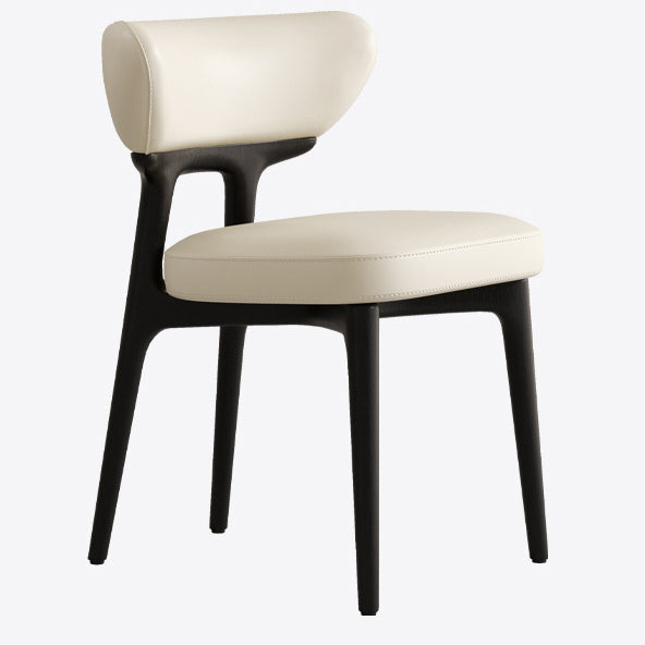 Moderner minimalistischer quadratischer Stuhl aus Lammwolle, Leder, Holz und Schaumstoff mit Rückenlehne für das Wohnzimmer 