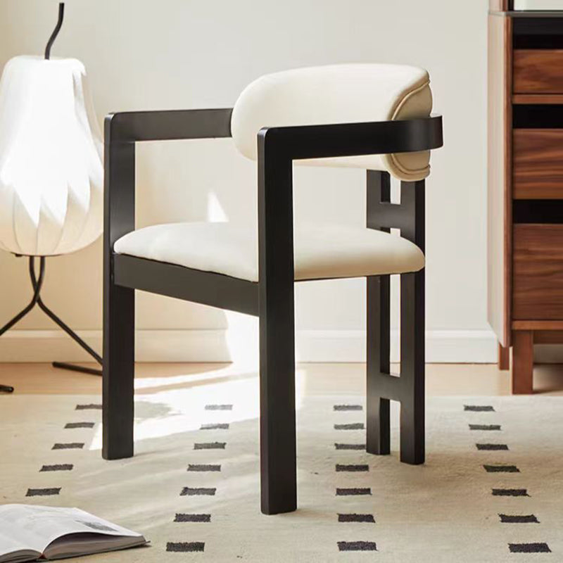 Zeitgenössischer skandinavischer Bent Square PU-Leder-Holz-Esszimmerstuhl Rückenlehne Arm für Esszimmer 