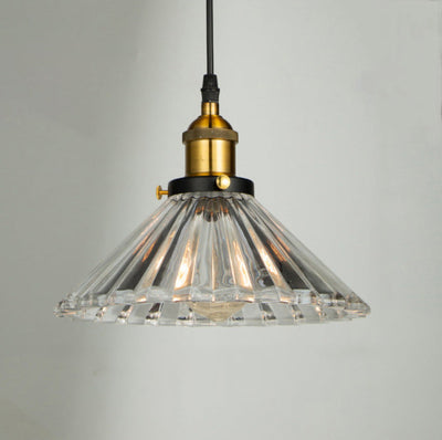 Vintage Industrial Frosted Glass Cone 1-Light Pendant Light