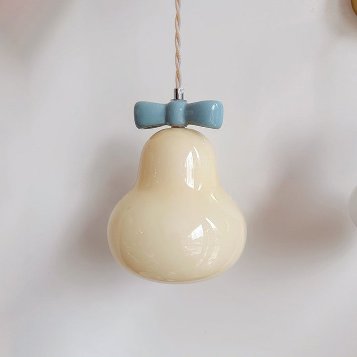 Moderne Art déco Bow Bells Fer Céramique Verre Suspension 1 Lumière Pour Salon 