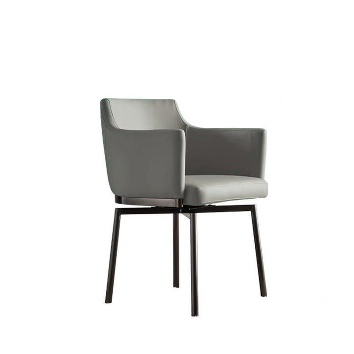 Chaise de salle à manger moderne minimaliste carrée en cuir microfibre rembourré avec dossier et accoudoir en métal 