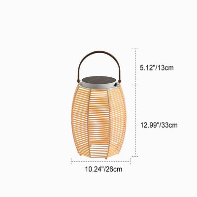 Chinese Retro Solar Waterproof Rattan Weaving LED Outdoor Patio Landscape Light