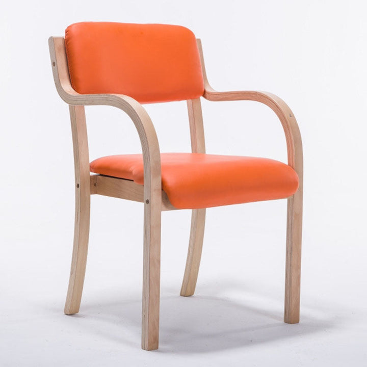 Contemporary Nordic Bentwood Linen Faux Leather Velvet Sponge Square Dining Chair Backrest Armrest For Dining Room