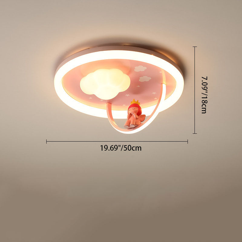 Contemporary Creative Resin Kids Cartoon LED Flush Mount Ceiling Light For Bedroom