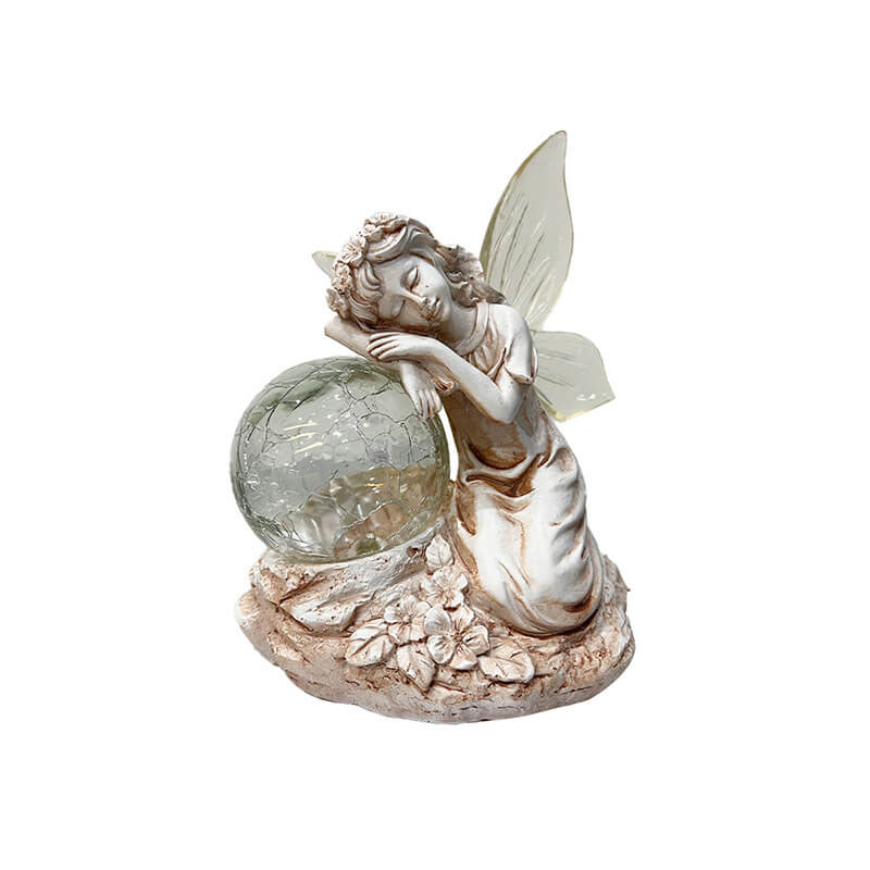 Zeitgenössische kreative Solar Flower Fairy Harz Outdoor wasserdicht Rasen Landschaft Licht für Garten 