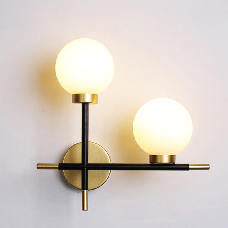 Zeitgenössische Einfachheit Eisen Magic Bean Molekularglas 2-Licht Wandleuchte Lampe für Wohnzimmer 