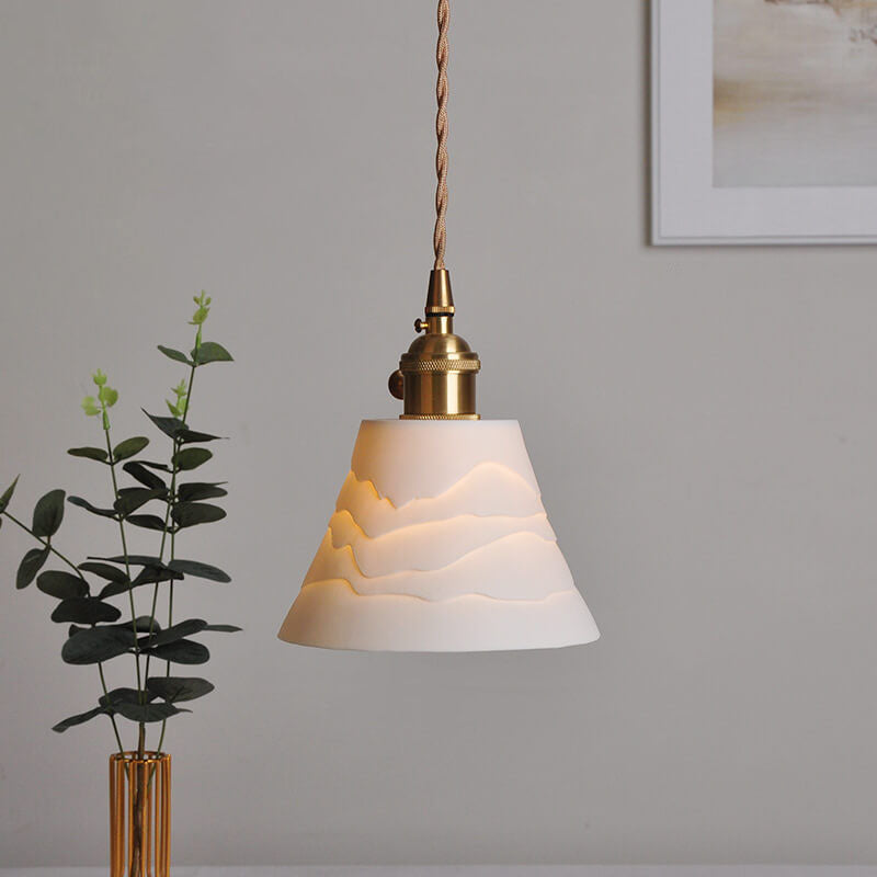 Japanese Style Creative Ceramic Mural Horn 1-Light Pendant Light