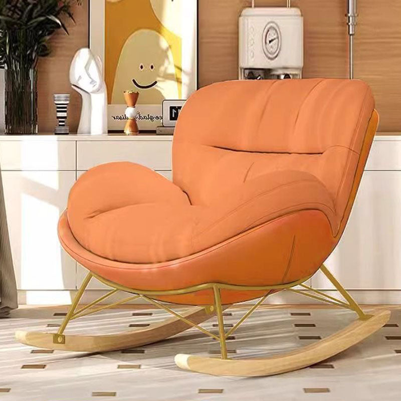 Fauteuil à bascule en velours pied-de-poule nordique contemporain avec dossier en acier au carbone pour salon 