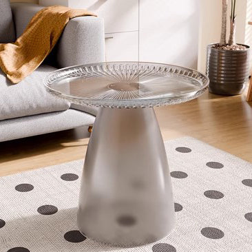Table d'appoint moderne minimaliste ronde en plastique PET à 1 pied pour salon 