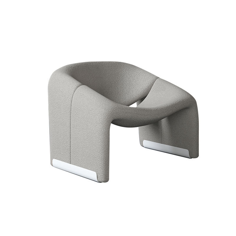 Silla de acento con respaldo y reposabrazos de esponja de lana de cordero de marco curvado contemporáneo escandinavo de acero inoxidable para sala de estar 