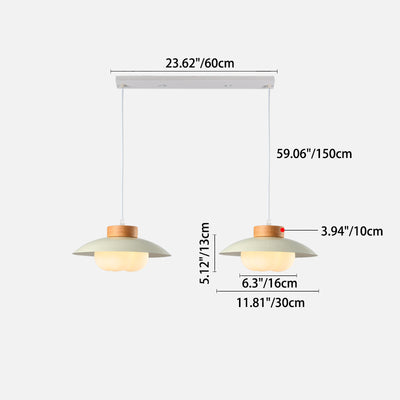Zeitgenössische nordische Eisenholz PE Schüssel 1/2/3 Licht Kronleuchter Insel Licht für Esszimmer 