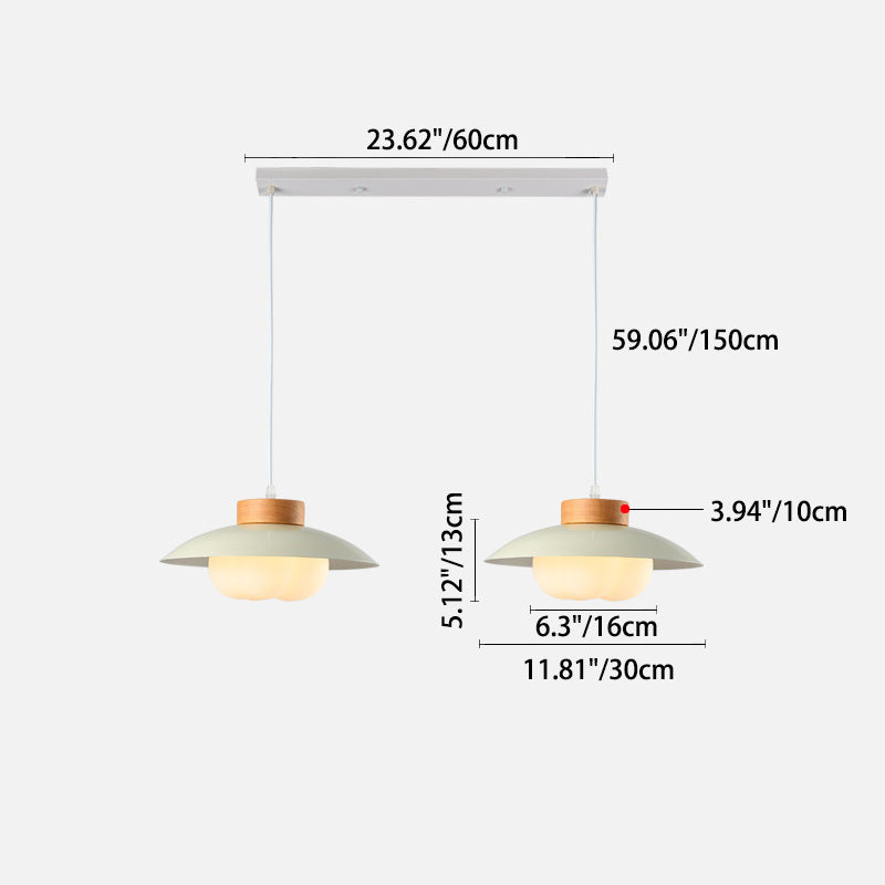 Zeitgenössische nordische Eisenholz PE Schüssel 1/2/3 Licht Kronleuchter Insel Licht für Esszimmer 