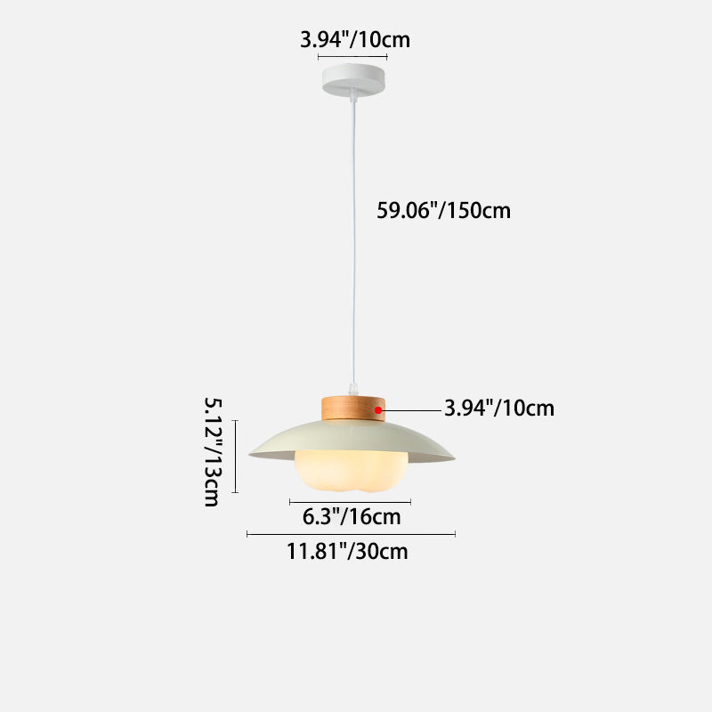 Lámpara colgante de 1 luz de estilo moderno minimalista con bola redonda de madera PE hierro para dormitorio 