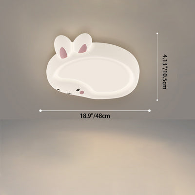 Modern Art Deco Bunny Bear PC Iron LED Flush Mount Ceiling Light For Bedroom