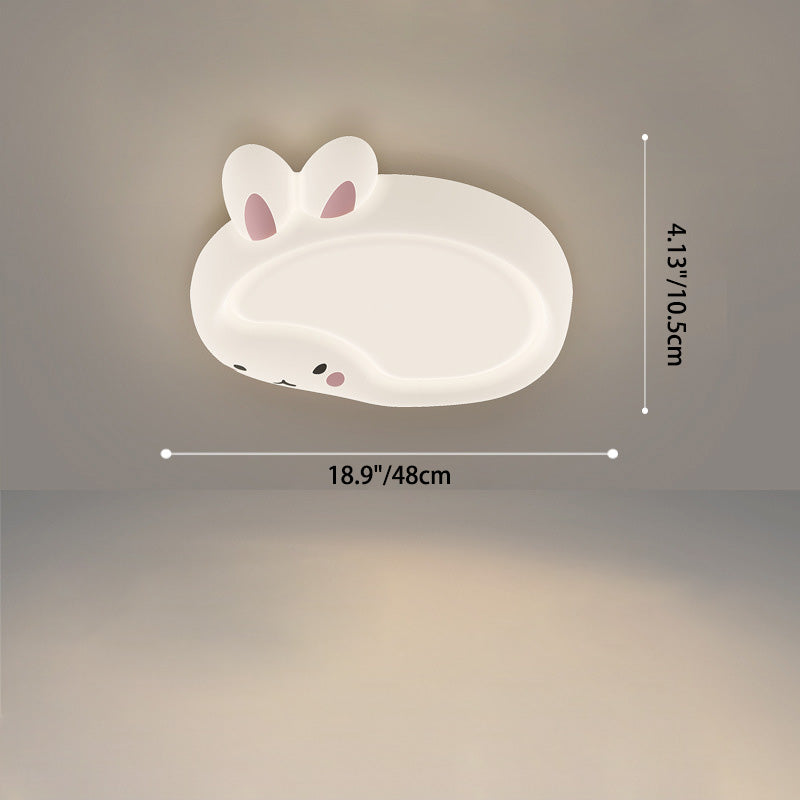 Modern Art Deco Bunny Bear PC Iron LED Flush Mount Ceiling Light For Bedroom