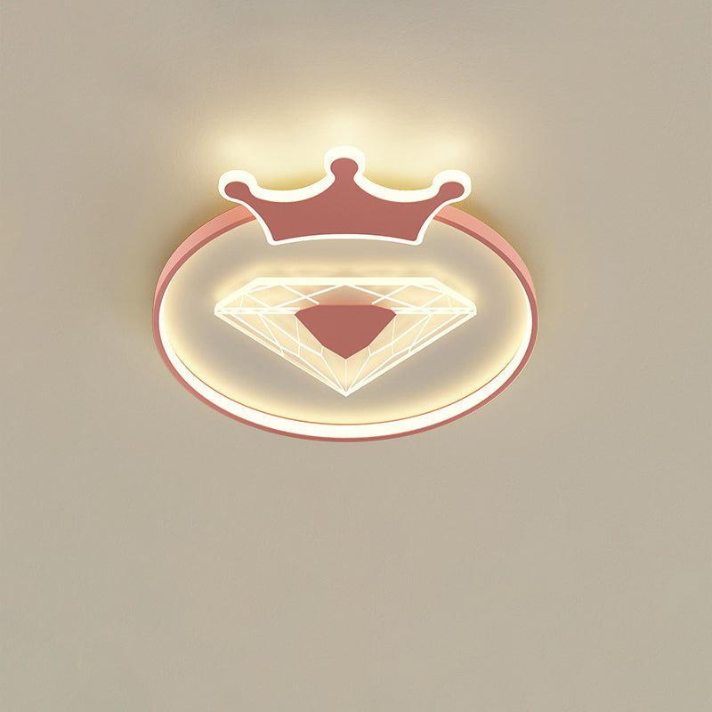 Moderne Art Deco Crown Diamant Runde Acryl Eisen LED Unterputz Deckenleuchte Für Schlafzimmer 