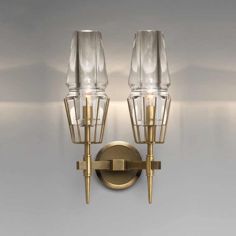 Zeitgenössische Retro Eisen Glas Zylinder 1/2 Licht Wand Leuchte Lampe Für Flur 