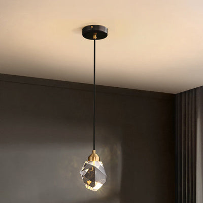 Moderne Luxus funkelnde Kristall Stein Eisen 1-Licht Pendelleuchte für Wohnzimmer