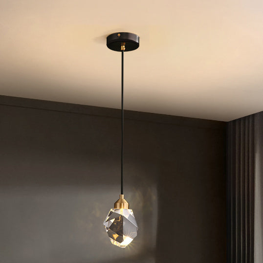Moderne Luxus funkelnde Kristall Stein Eisen 1-Licht Pendelleuchte für Wohnzimmer