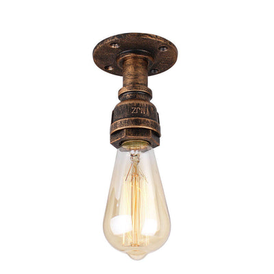 Vintage Steampunk Style Iron Glass Shade 1-Light Flush Mount Ceiling Light