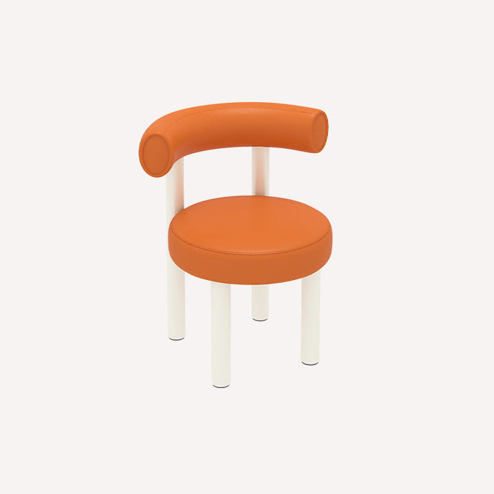 Tabouret de vanité rond nordique contemporain en cuir artificiel avec cadre en fer et dossier arqué pour chambre 