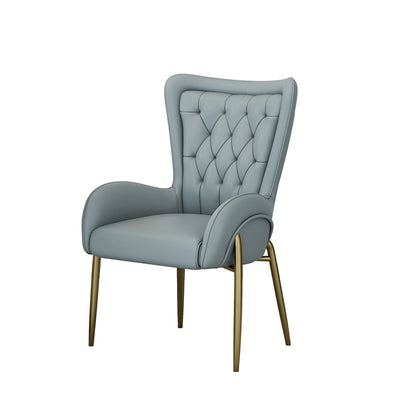 Moderna silla de comedor de lujo cuadrada curva de PU cuero terciopelo hierro con respaldo y brazo para comedor 